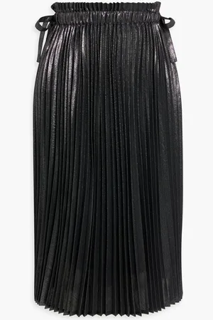 Brunello Cucinelli Metallic pleated woven skirt - Gray