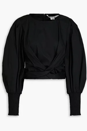 VERONICA BEARD Cropped twisted cotton-poplin top