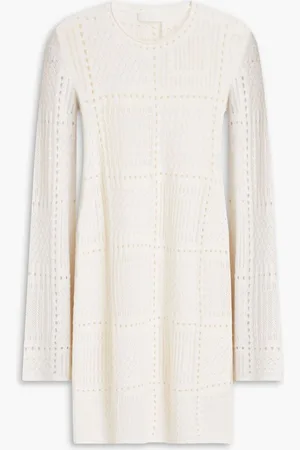 Chloé Pointelle-knit wool, cashmere and silk-blend mini dress - White