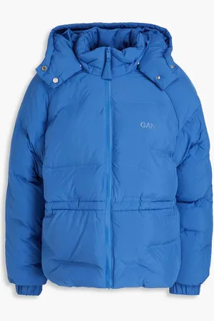 Ganni Quilted shell hooded jacket - Blue
