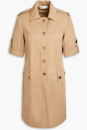 Tory Burch Camp cotton-twill mini shirt dress - Neutral