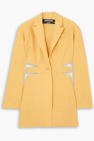Jacquemus Cutout linen-blend mini tuxedo dress - White