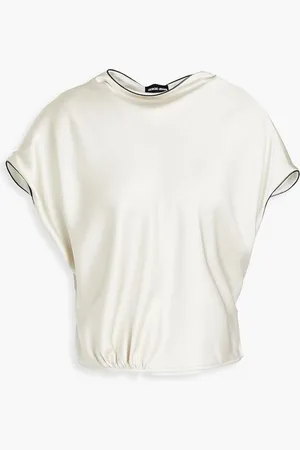 Giorgio Armani Silk-satin top - Gray
