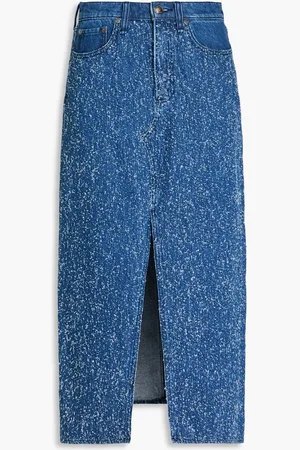 RAG&BONE Clara distressed denim midi skirt - Blue