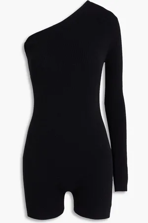 Lisa Yang One-shoulder ribbed cashmere playsuit