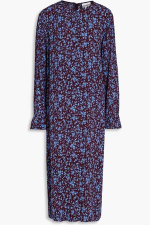 Ganni Floral-print crepe midi dress