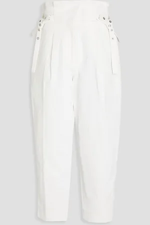 3.1 Phillip Lim Cropped hammered cotton and linen-blend tapered pants - White