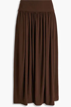 tibi Gathered jersey midi skirt - Brown