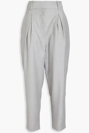 IRO Cropped pleated wool-flannel tapered pants