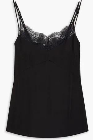 tibi Lace-trimmed twill camisole