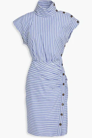 VERONICA BEARD Arabel gathered striped cotton-blend poplin dress