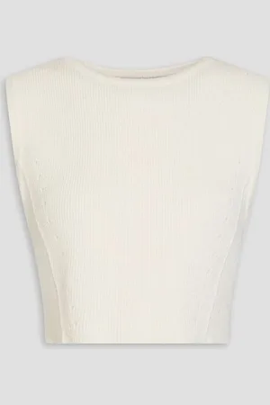 Loulou Studio Chace cropped ribbed-knit top - White