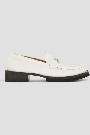 Ganni Embellished glossed loafers