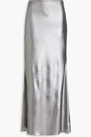 ROTATE Rached lamé maxi skirt - Metallic