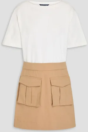VERONICA BEARD Elowyn jersey-paneled cotton-gabardine mini dress