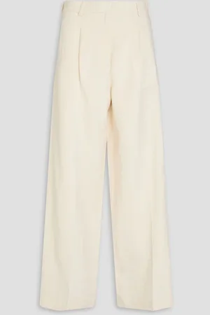 J.W.Anderson Jacquard-trimmed cotton and linen-blend wide-leg pants - White