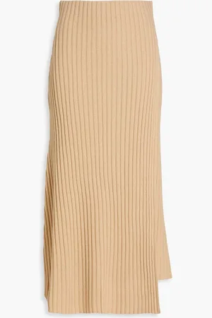 By Malene Birger Cassila wrap-effect ribbed wool midi skirt - Neutral