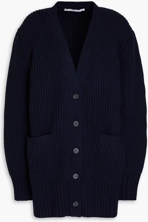 Another Tomorrow Ribbed cashmere and wool-blend cardigan - Blue