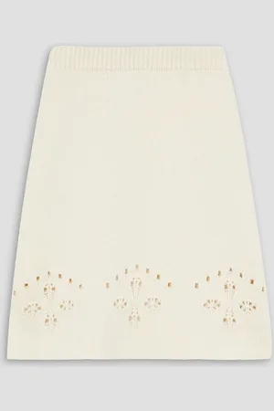 Chloé Pointelle-knit wool mini skirt - White