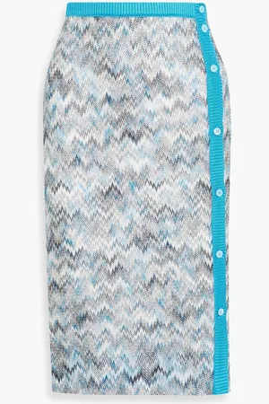 Missoni Crochet-knit pencil skirt - Blue