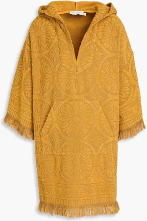 ZIMMERMANN Frayed cotton-terry jacquard mini dress - Yellow