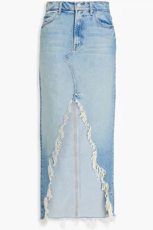 Mother Distressed denim midi skirt - Blue