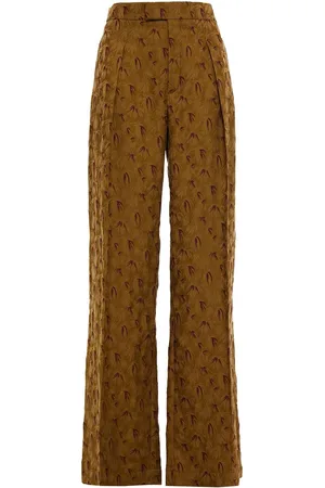 Chloé Pleated jacquard wide-leg pants - Green