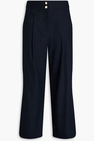 VERONICA BEARD Kuna cropped linen-blend wide-leg pants - Blue