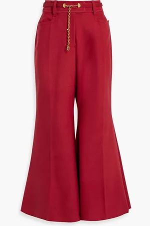 ZIMMERMANN Cropped wool-blend flared pants - Red