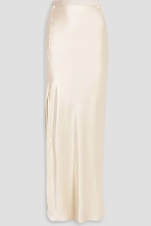 NILI LOTAN Azelea silk-satin maxi skirt - White