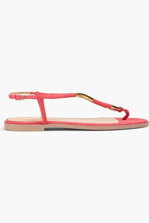 Sergio Rossi Embellished suede slingback sandals - Orange
