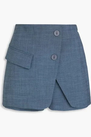 Maje Skirt-effect woven shorts - Blue