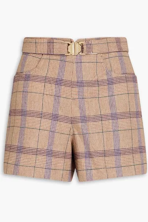 Maje Prince of Wales checked boucle-tweed shorts - Neutral