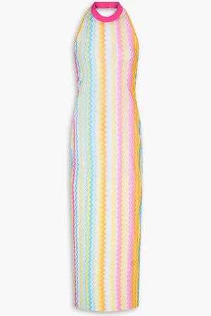 Missoni Printed stretch-tulle halterneck maxi dress
