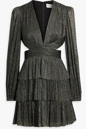 Rebecca Vallance Ronnie tiered metallic tulle mini dress - Green