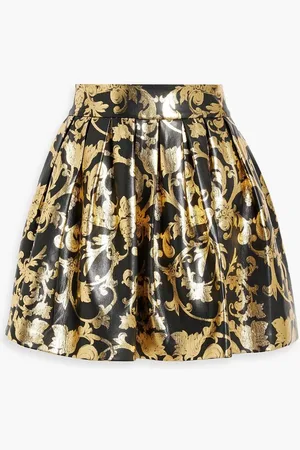 ALICE+OLIVIA Alice Olivia - Fizer metallic printed faux leather mini skirt - Metallic