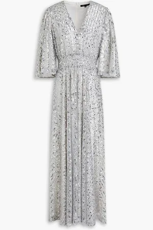 Maje Sequined tulle maxi dress - Metallic