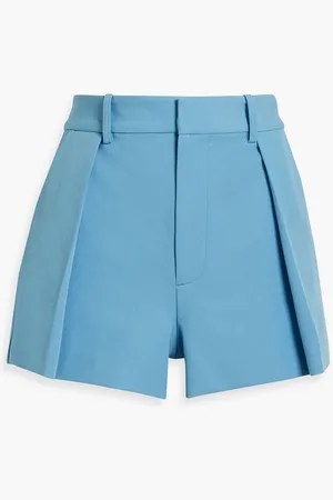 ALICE+OLIVIA Alice Olivia - Gary pleated stretch-crepe shorts - Blue