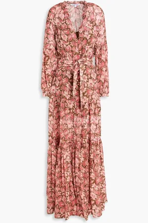 VERONICA BEARD Isra tiered floral-print silk-georgette maxi dress - Pink