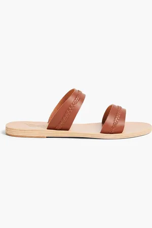 Ancient Greek Sandals Melisanthi leather slides - Brown