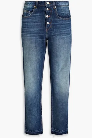 Marant Etoile Belden cropped high-rise straight-leg jeans - Blue