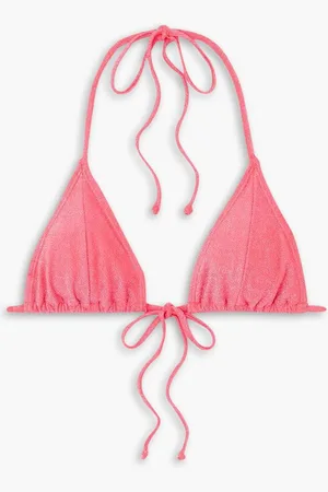 GOOD AMERICAN Sparkle Tiny Ties metallic triangle bikini top - Orange