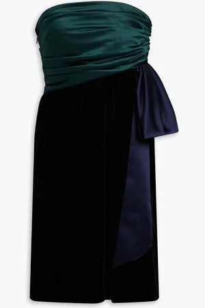 Emporio Armani Strapless chenille-paneled satin mini dress - Green