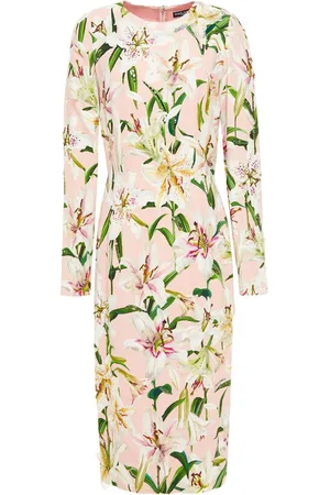 Dolce & Gabbana Embellished floral-print crepe dress - Pink
