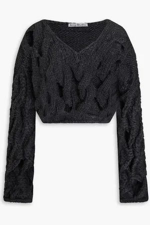Acne Studios Cropped cable-knit sweater - Gray