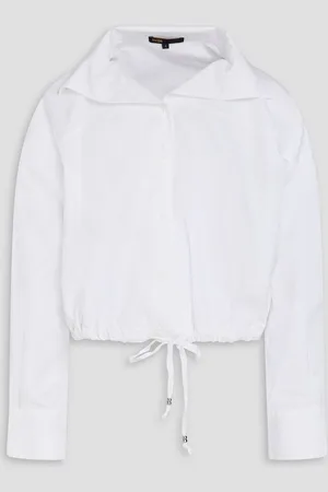 Maje Cropped cotton-poplin shirt