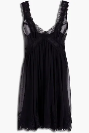 Dolce & Gabbana Lace-trimmed silk-blend chiffon chemise