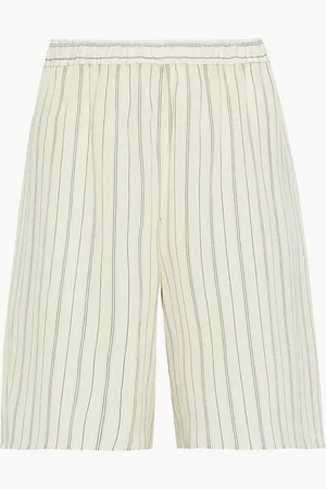 Chloé Pinstriped silk crepe de chine shorts - White