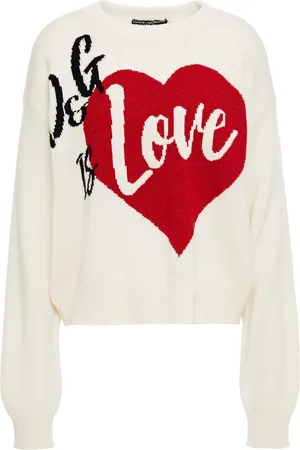 Dolce & Gabbana Metallic intarsia cashmere-blend sweater - White