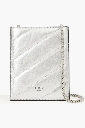 IRO Quilted metallic pebbled-leather phone pouch - Metallic